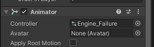Right_Engine animator with Engine_Failure animation controller